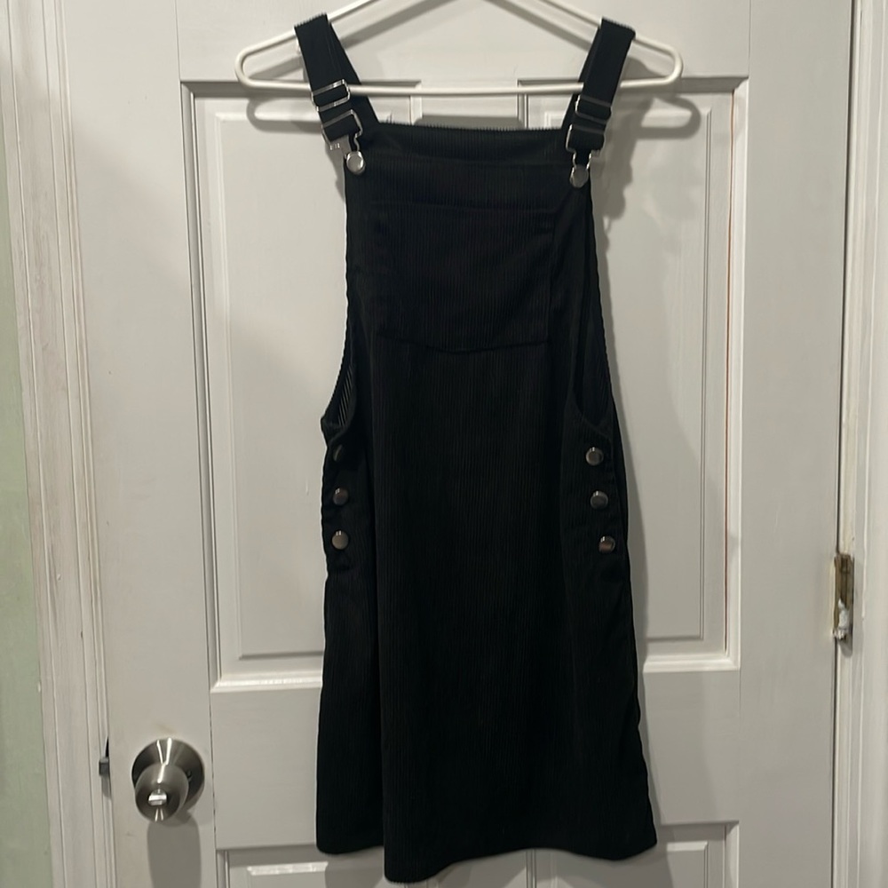 Black corduroy overall dress